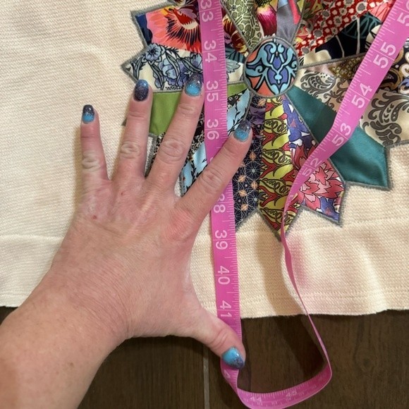 NWT Johnny Was Biya Glinda Cream Appliqué Quilt Mock Collar Duster Jacket S - Picture 12 of 17